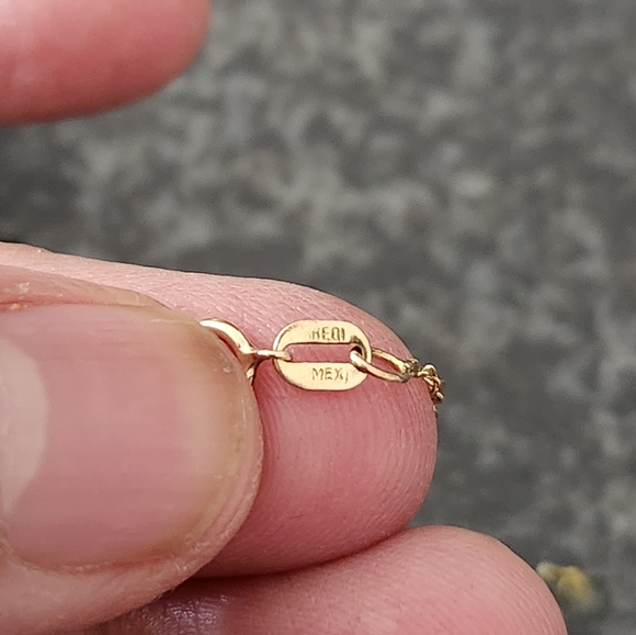 14k gold pendant and chain with real opal - Picture 5 of 10